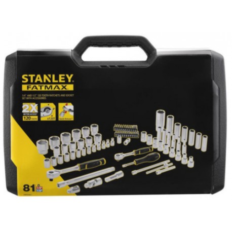 Stanley Compact clé à cliquet 1/4 + accessoires coffret de 37 pièces